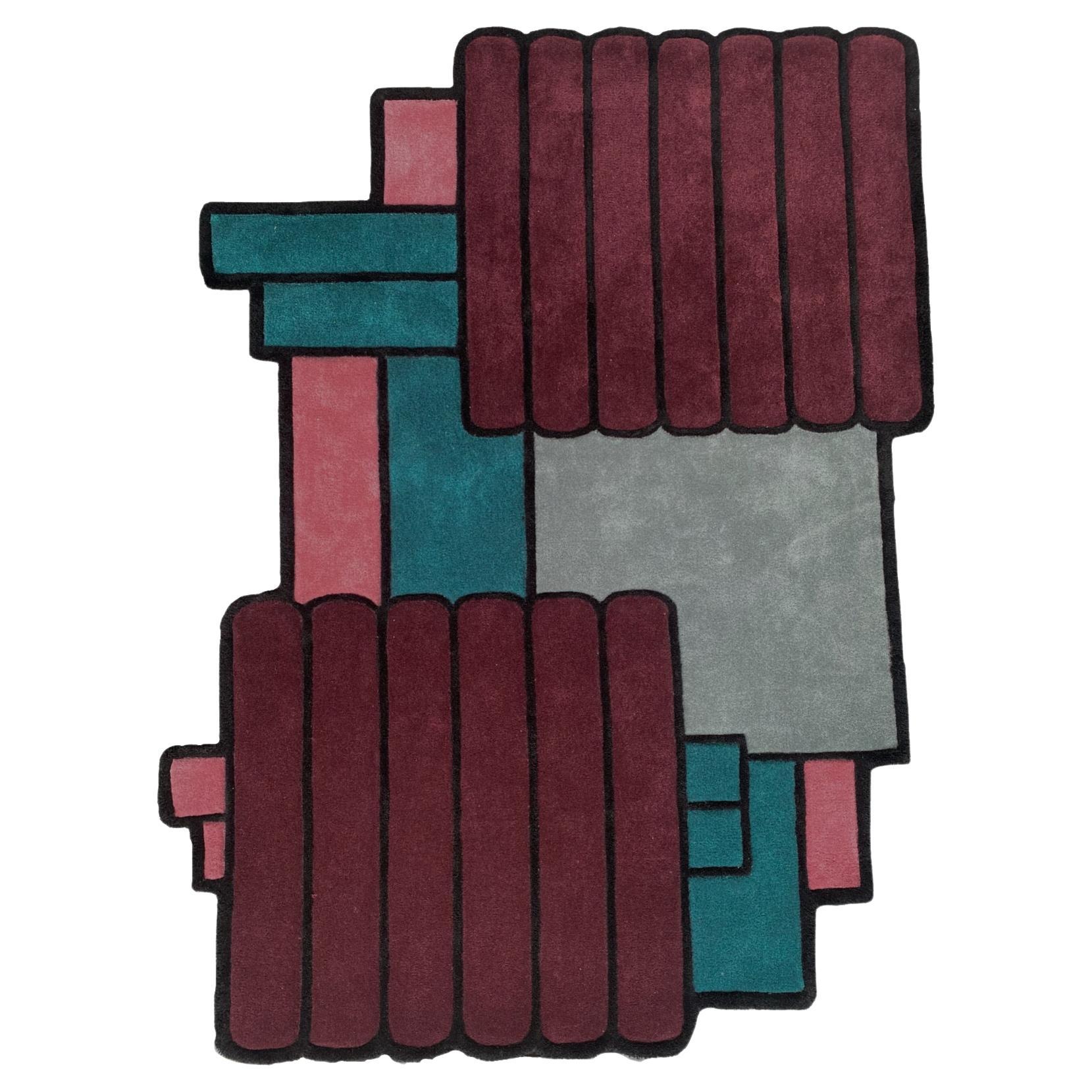 Modern Style HandTufted Rug Combines into Maroon Tosca "Cherry Wine" by RAG Home For Sale