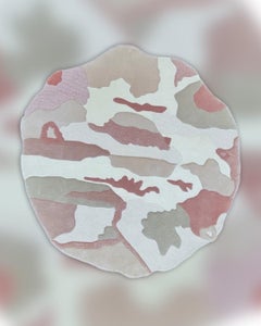 Contemporary Hand-Tufted Wool Rug, Organic Round Shape in Soft Neutrals