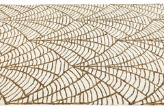 Contemporary Hand-Tufted Wool Rug with Geometric Arch Motif in Ivory and Bronze