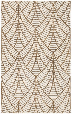 Contemporary Hand-Tufted Wool Rug with Geometric Arch Motif in Ivory and Bronze
