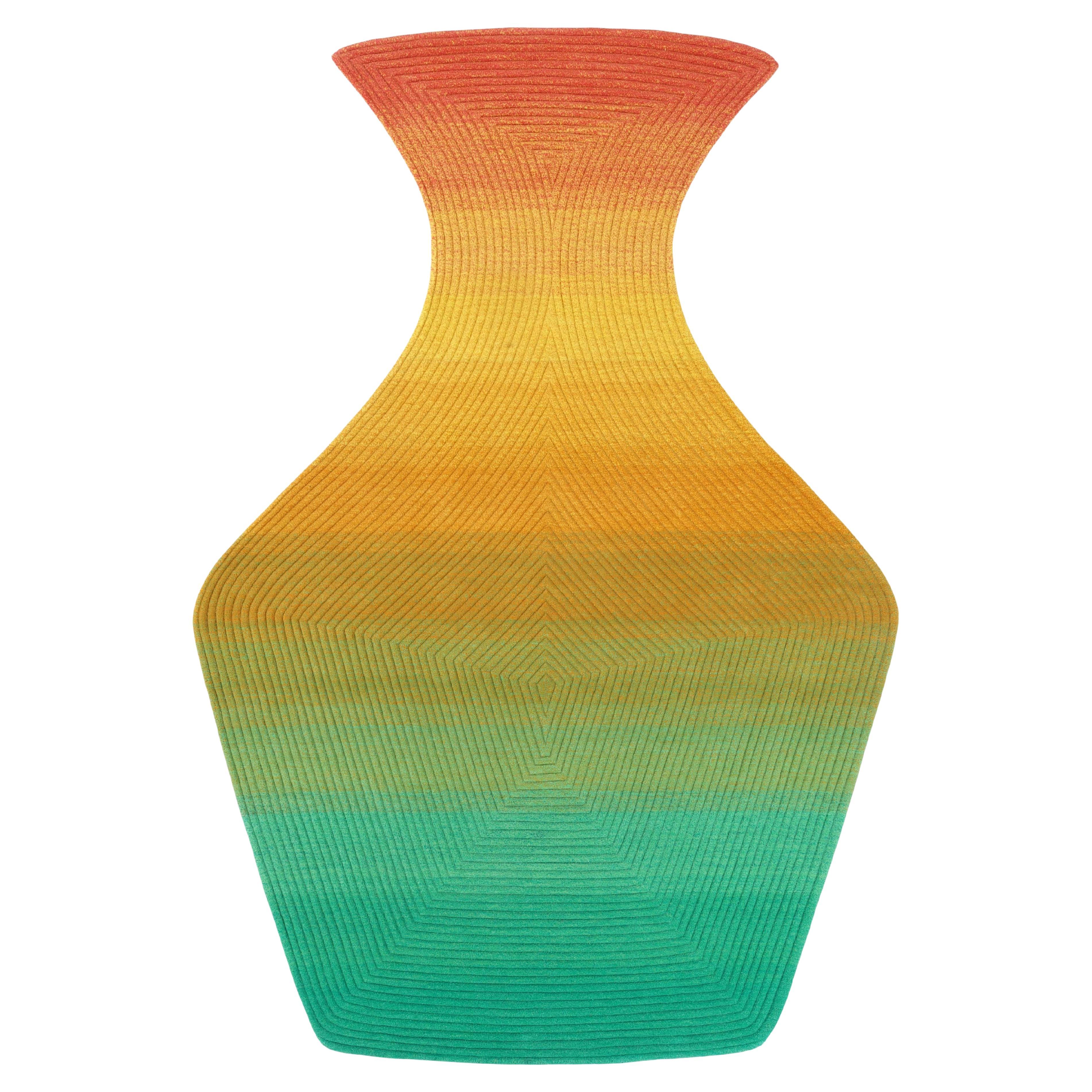 Contemporary Hand Woven Matka Wool Area Rug, Handmade in India