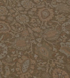 Contemporary Hand-Woven Muted Brown Floral Tabriz Inspired Rug