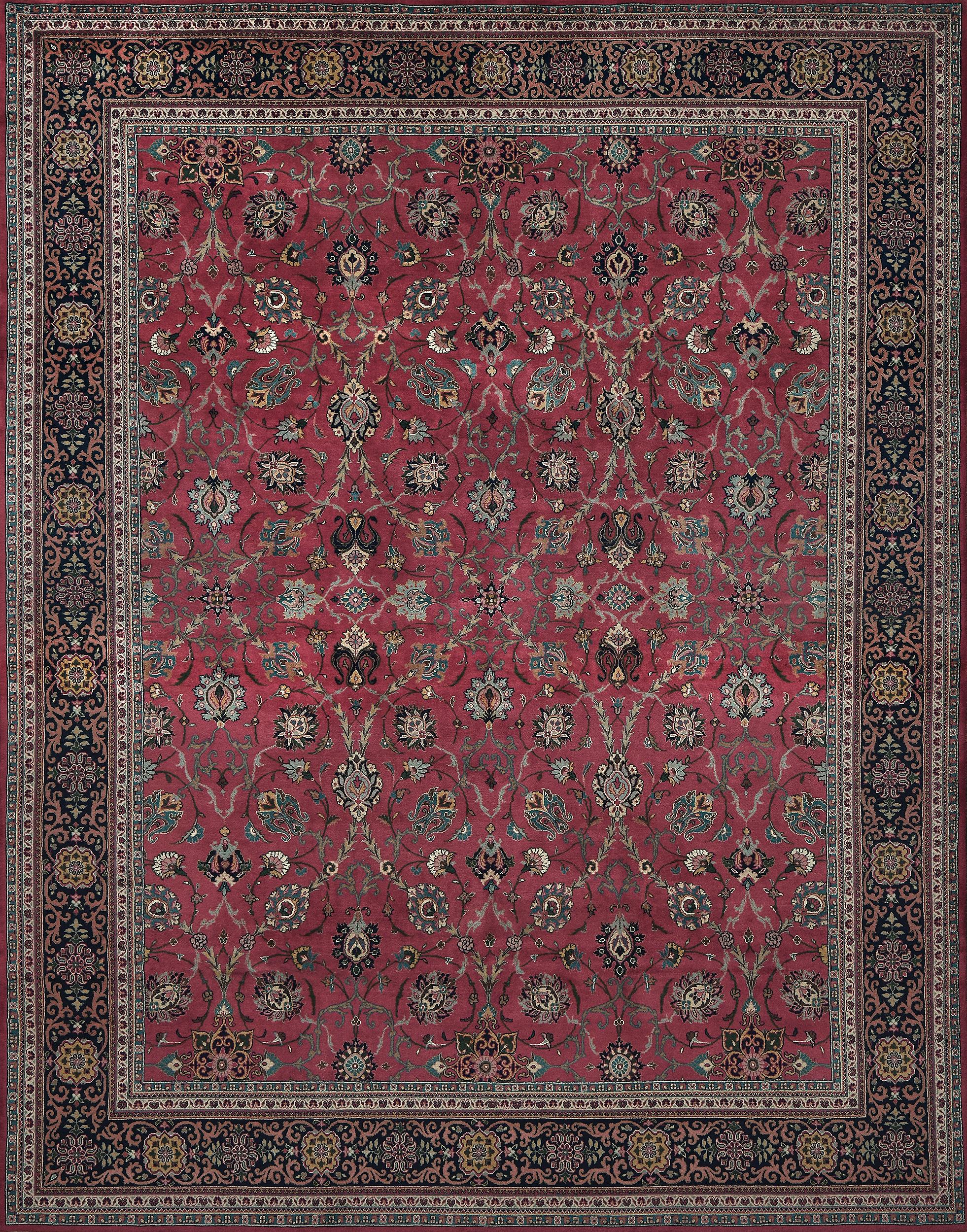 Contemporary Hand-Woven Wool Red Persian Tabriz Rug