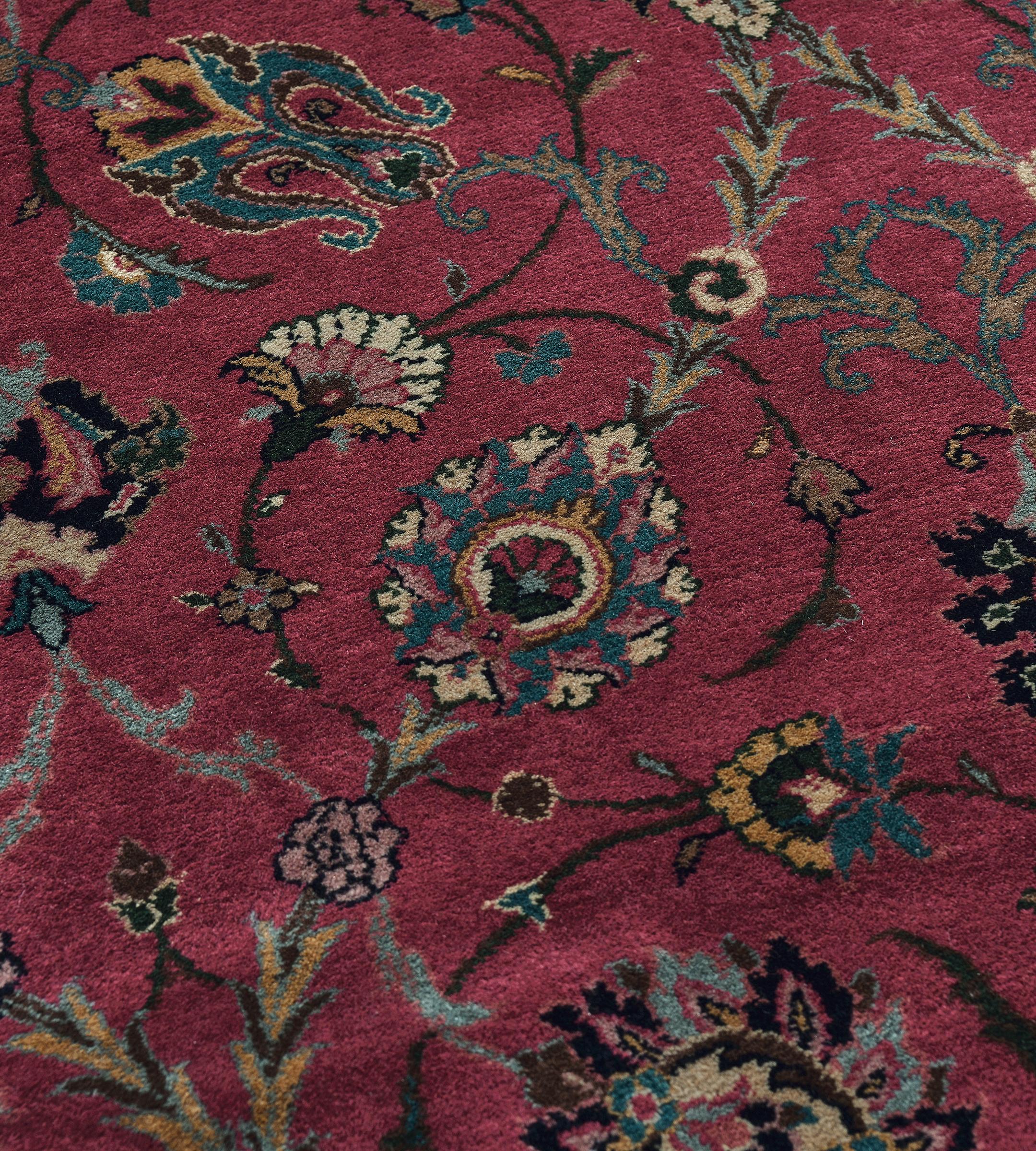 Contemporary Hand-Woven Wool Red Persian Tabriz Rug (Handgewebt) im Angebot