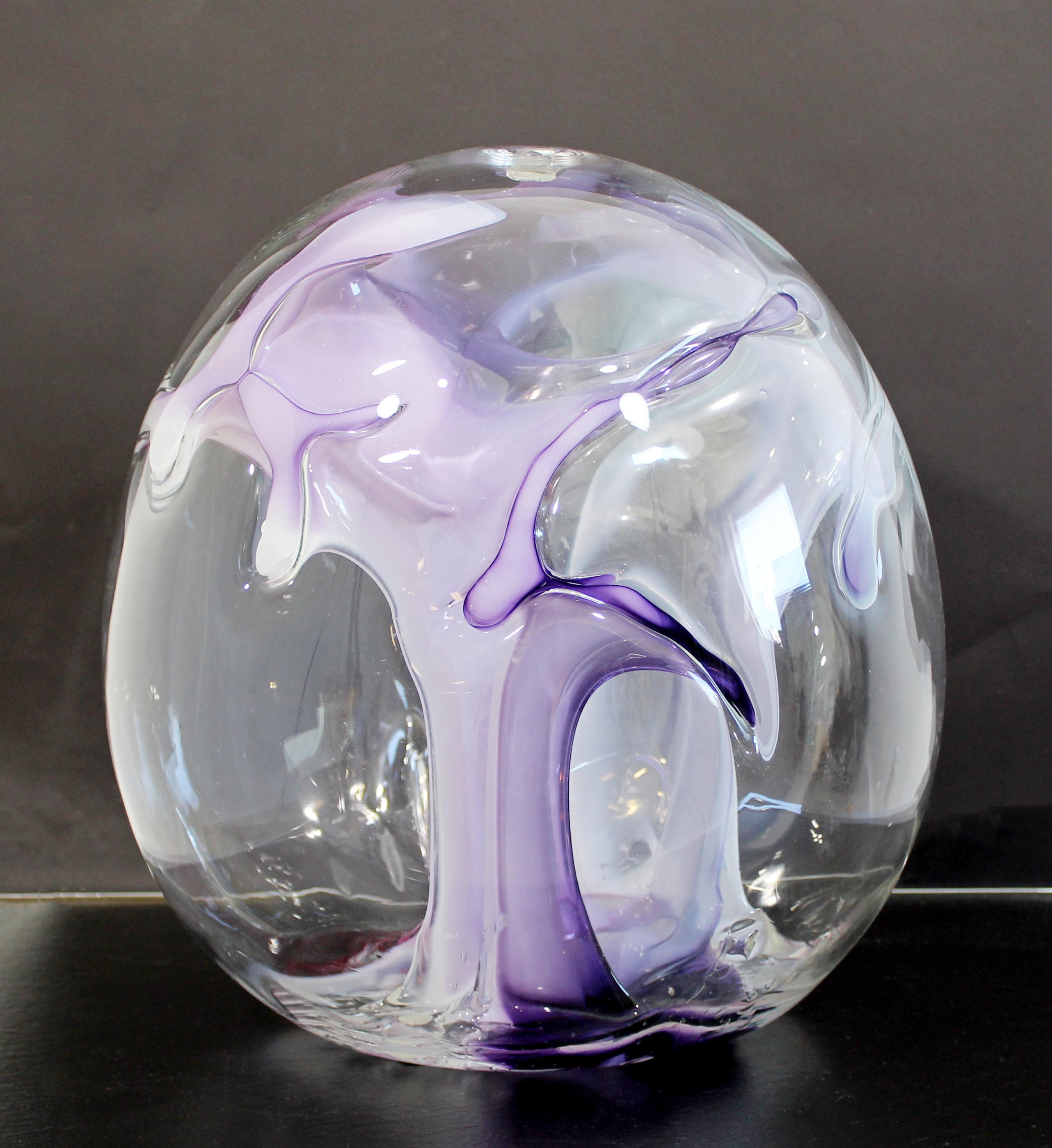 American Contemporary Handblown Glass Art Orb Table Sculpture Signed Peter Bramhall, 1990