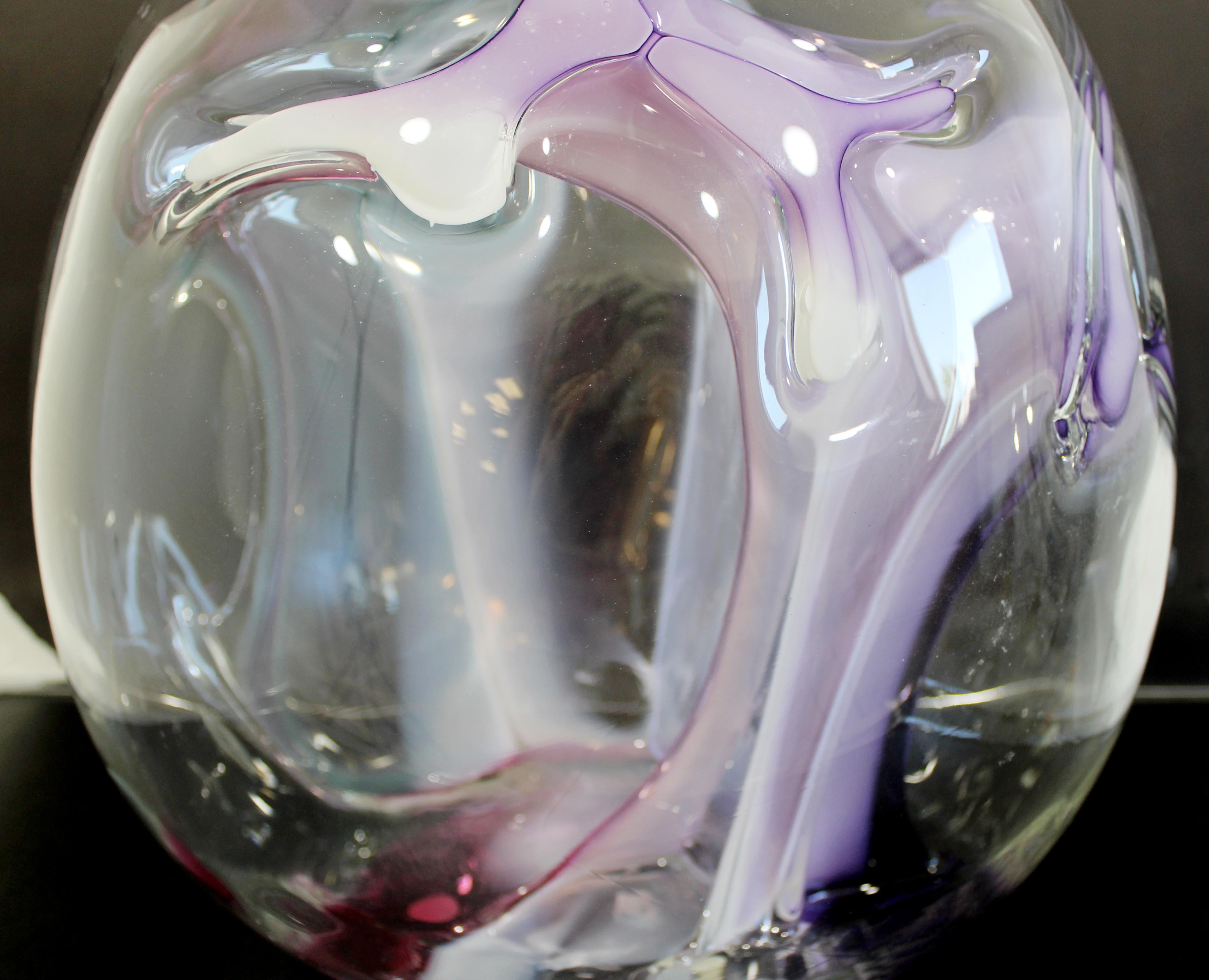 Contemporary Handblown Glass Art Orb Table Sculpture Signed Peter Bramhall, 1990 1