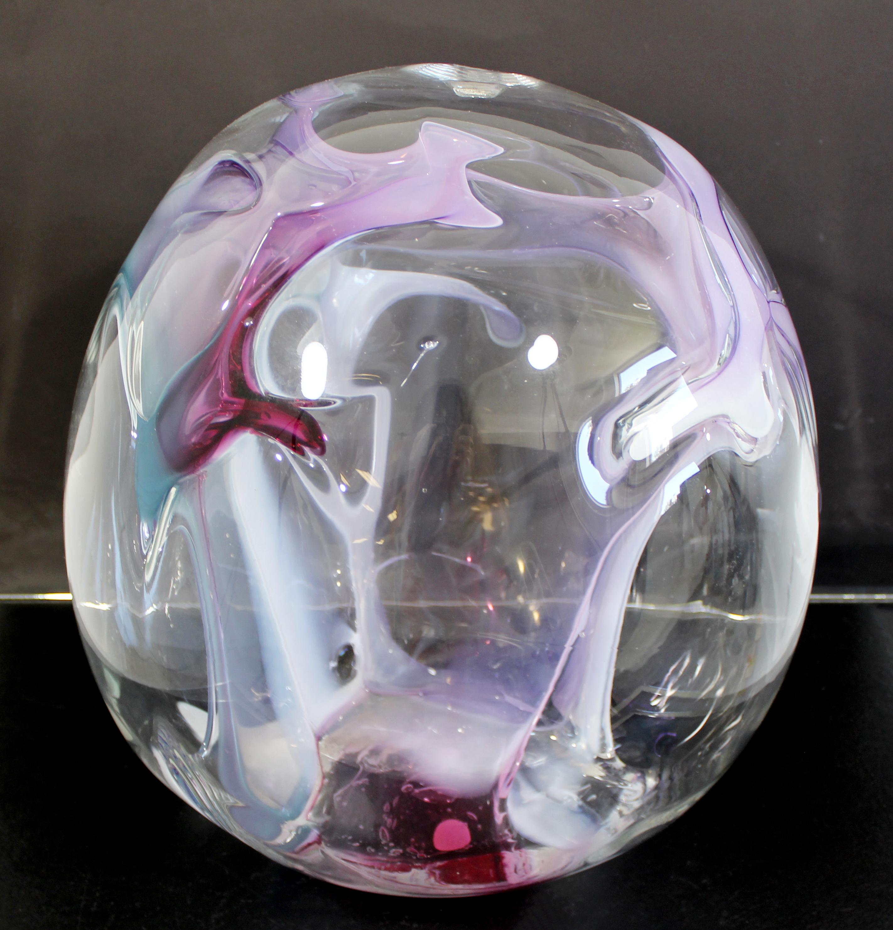 Contemporary Handblown Glass Art Orb Table Sculpture Signed Peter Bramhall, 1990 3