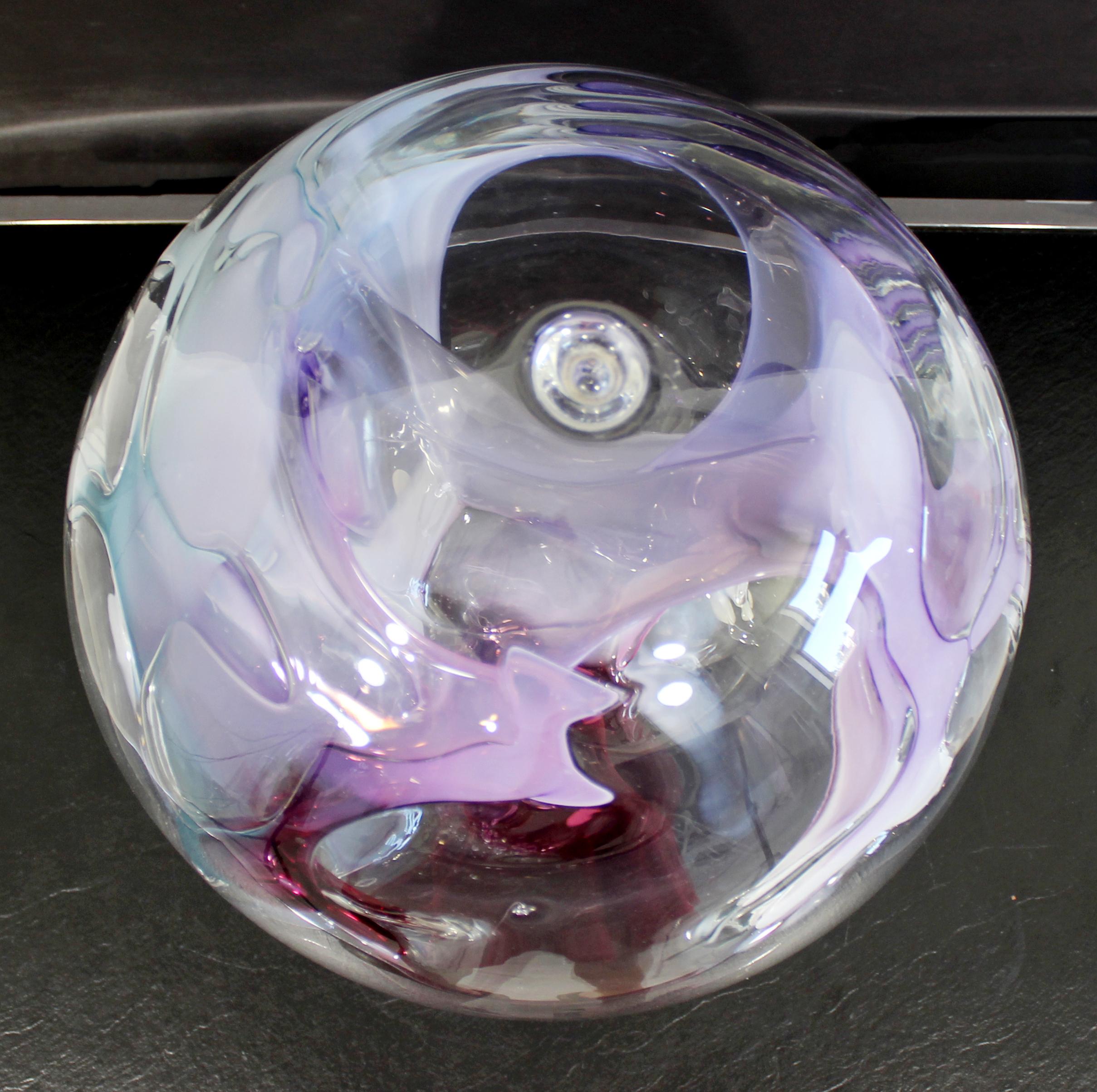 Contemporary Handblown Glass Art Orb Table Sculpture Signed Peter Bramhall, 1990 4