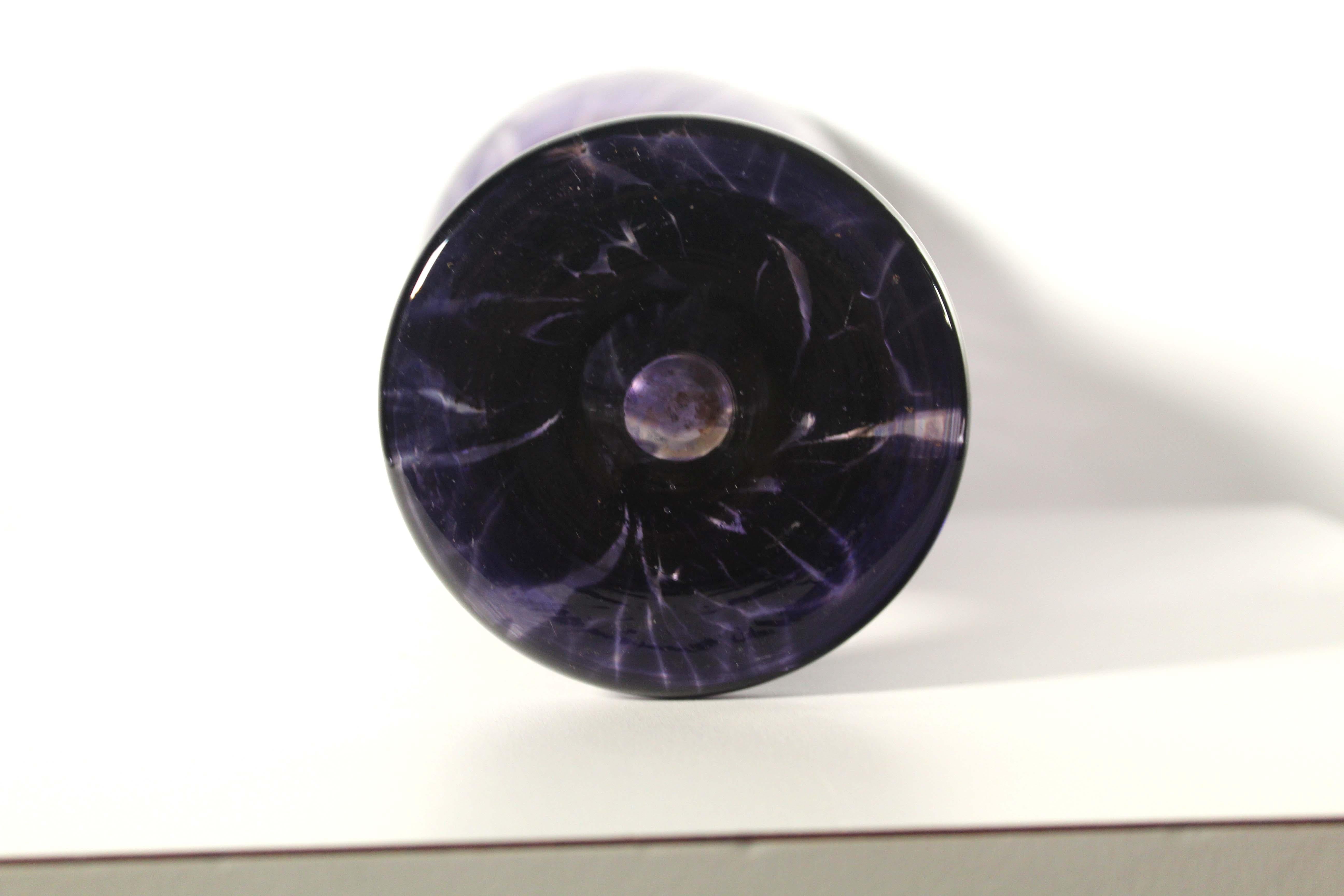 Contemporary Handblown Glass Vase Indigo with Swirl Design For Sale 2