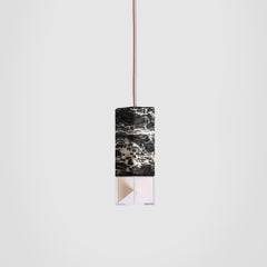 Minimalist 6 Light Chandelier Gold Black Marble Handmade by Formaminima