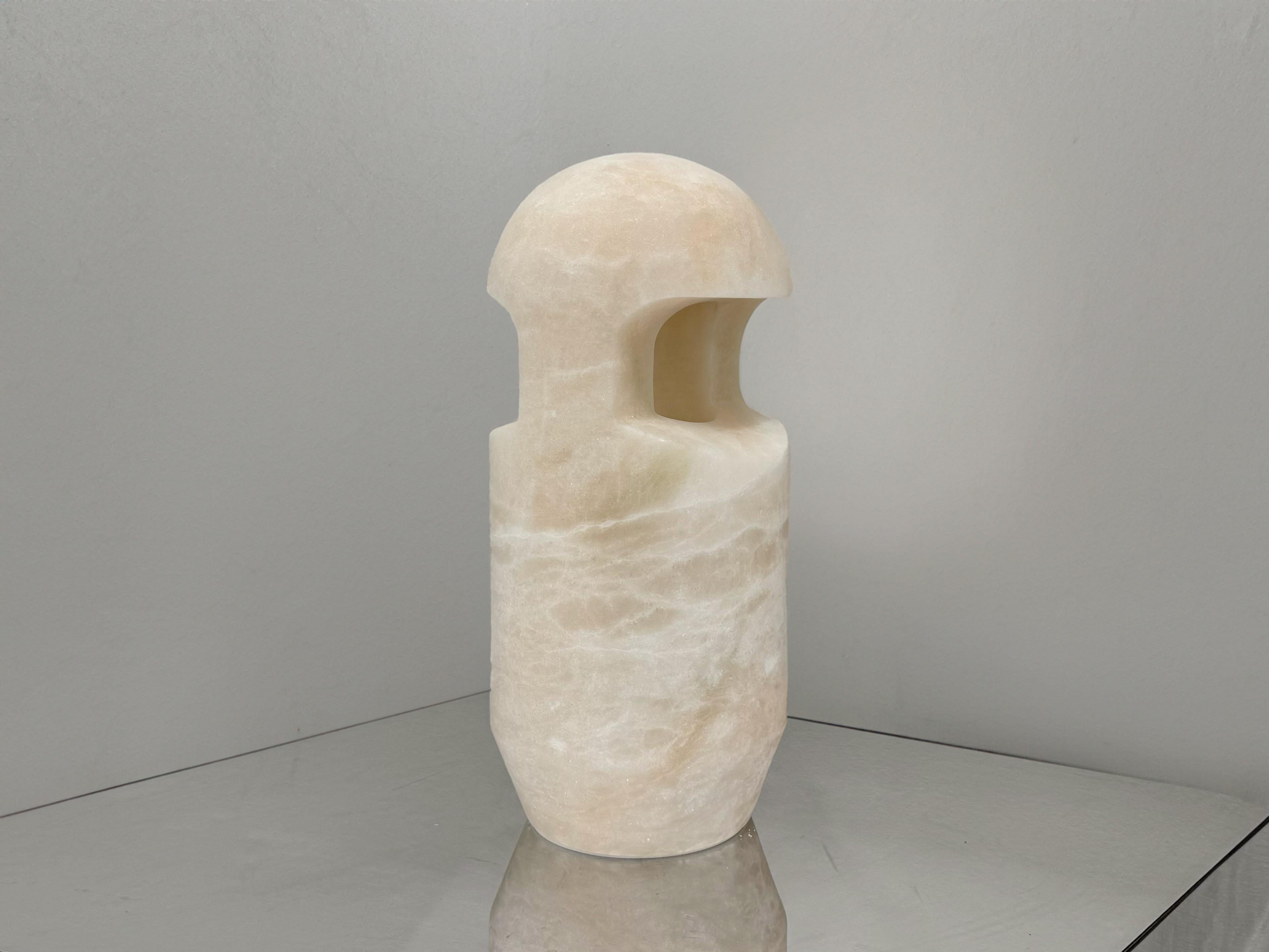 Carved Table Lamp Large Alabaster Handcrafted Contemporary 