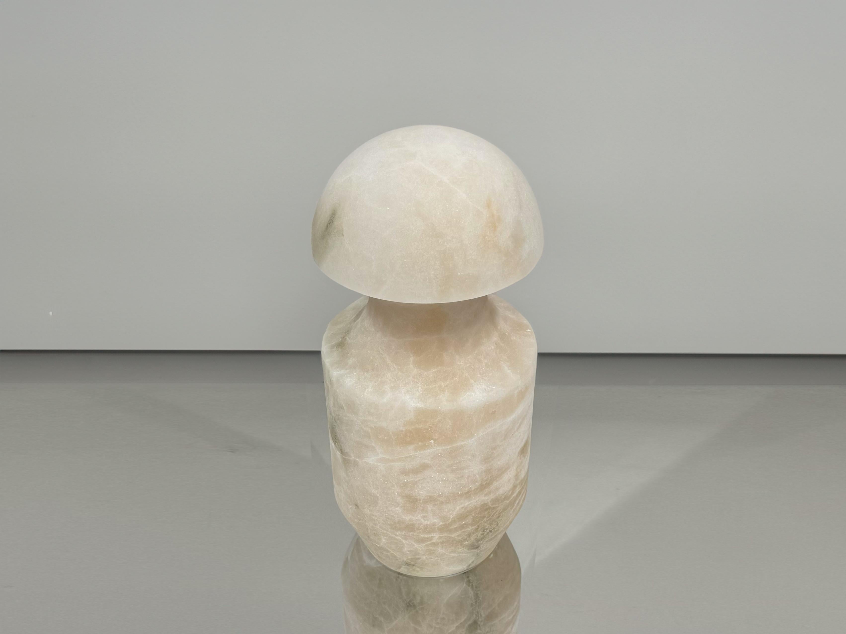 Carved Table Lamp Large Alabaster Handcrafted Contemporary 