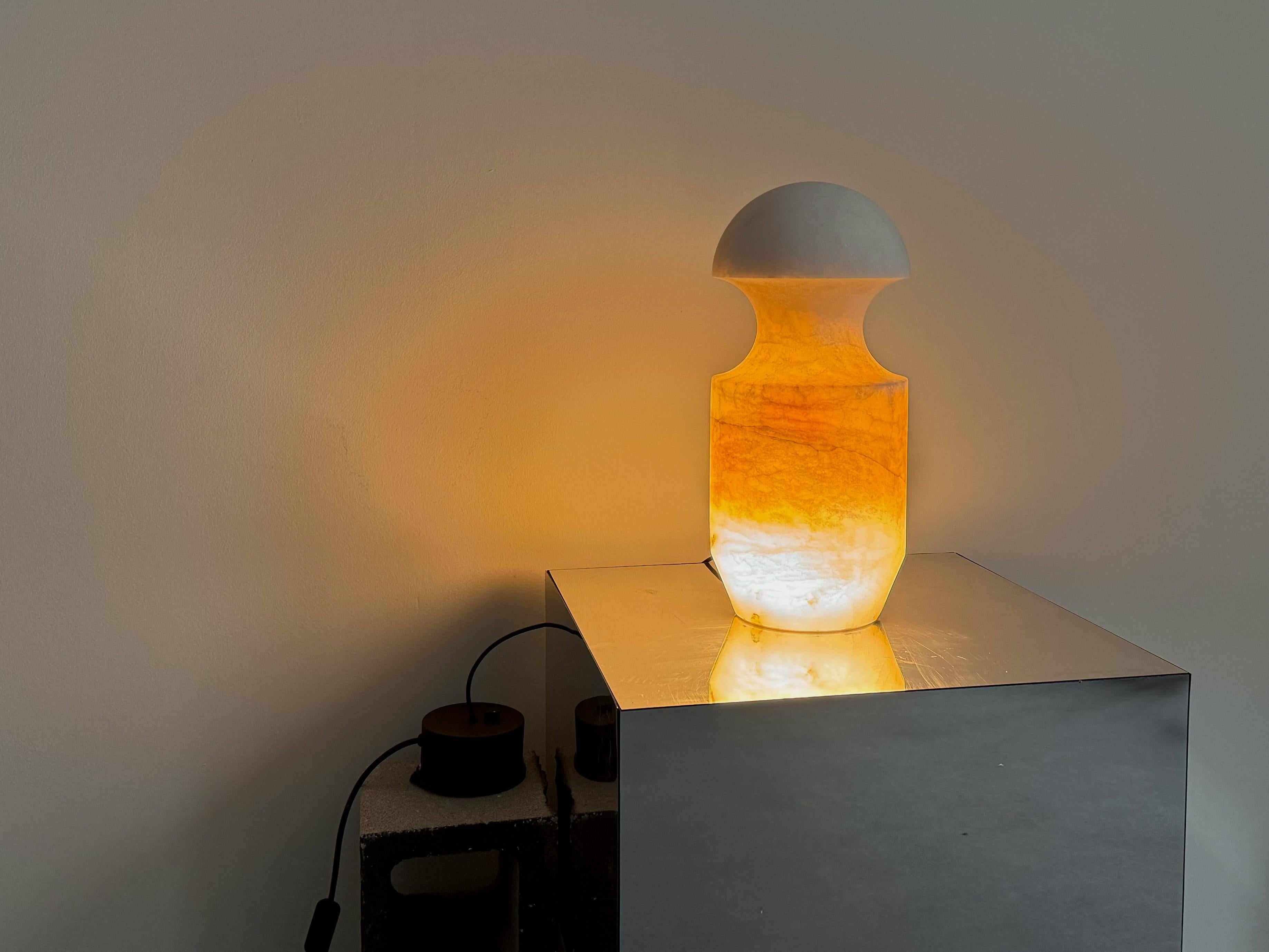 Table Lamp Large Alabaster Handcrafted Contemporary 