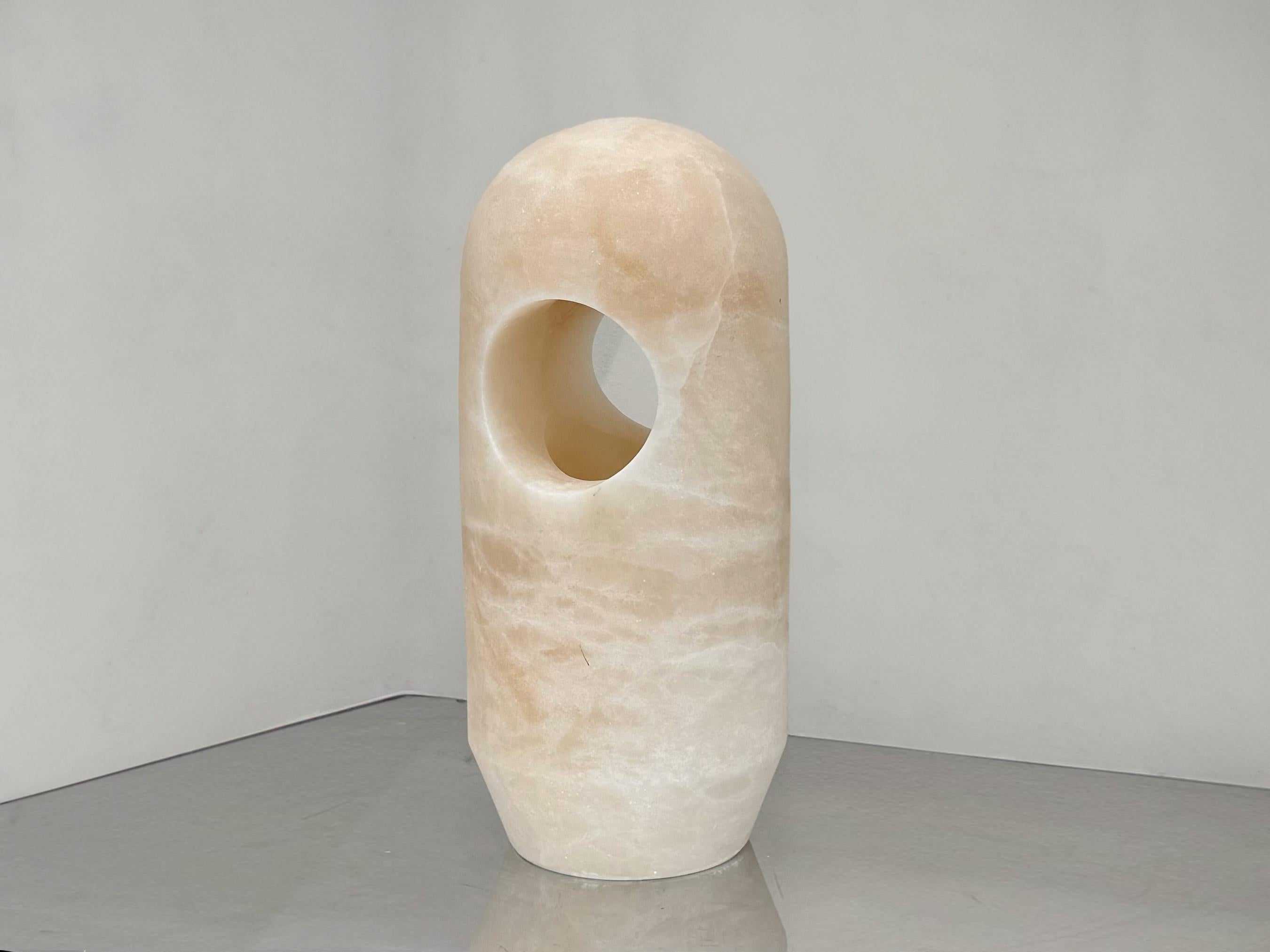 Carved Table Lamp Large Alabaster Handcrafted Contemporary 