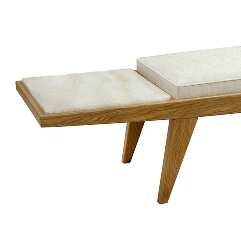 Contemporary Handcrafted Bench "Aenos" in Wood and Marble Base by Anaktae For Sale at 1stDibs