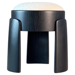 Sculptural Black Ash Wood Stool with Dedar Milano Bouclé Ivory by FORME Sculptural Black Ash Wood Stool with Dedar Milano Bouclé Ivory by FORME