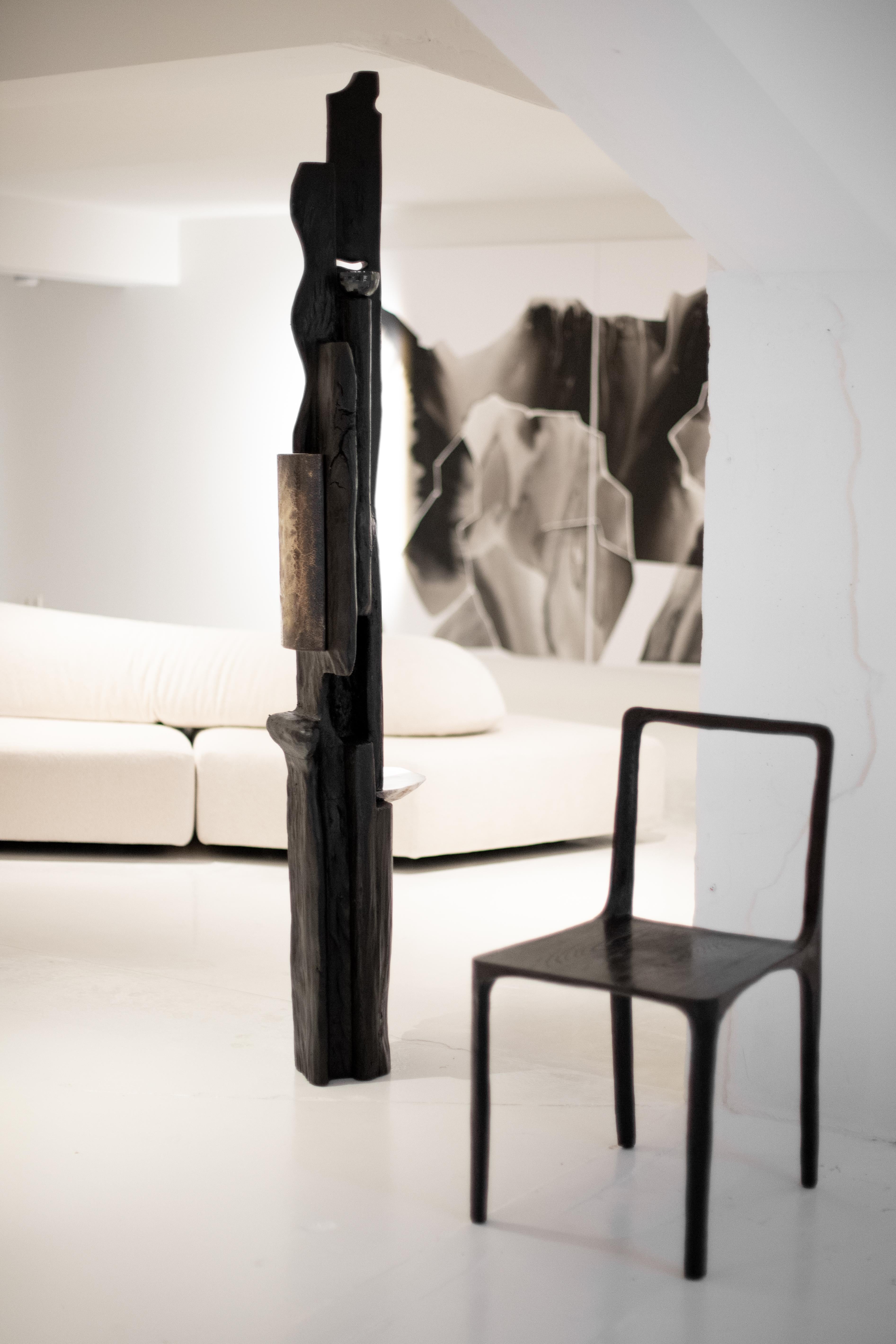Contemporary Handcrafted Black Burned Oak DOT Chair by Cedric Breisacher (Französisch) im Angebot