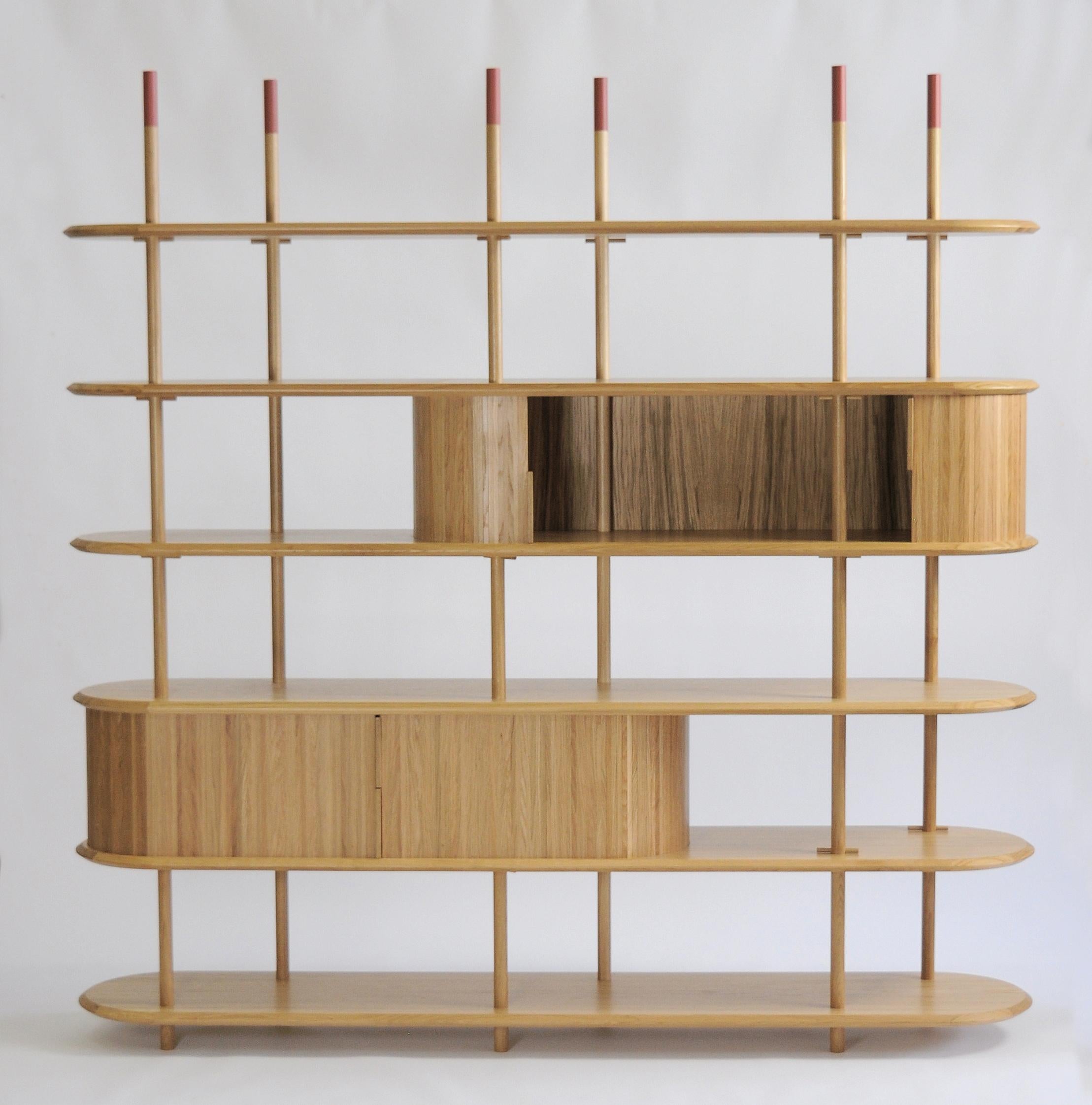 Contemporary Handcrafted Bookcase, Shelf Sideboard, Cabinet Oak Wood Frommedulum In New Condition For Sale In Meolo, Venezia