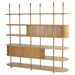 Contemporary Handcrafted Bookcase, Shelf Sideboard, Cabinet Oak Wood Medulum