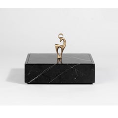 Contemporary Handmade Rectangular Box "Elaphos" Marble - Brass Handle by Anaktae