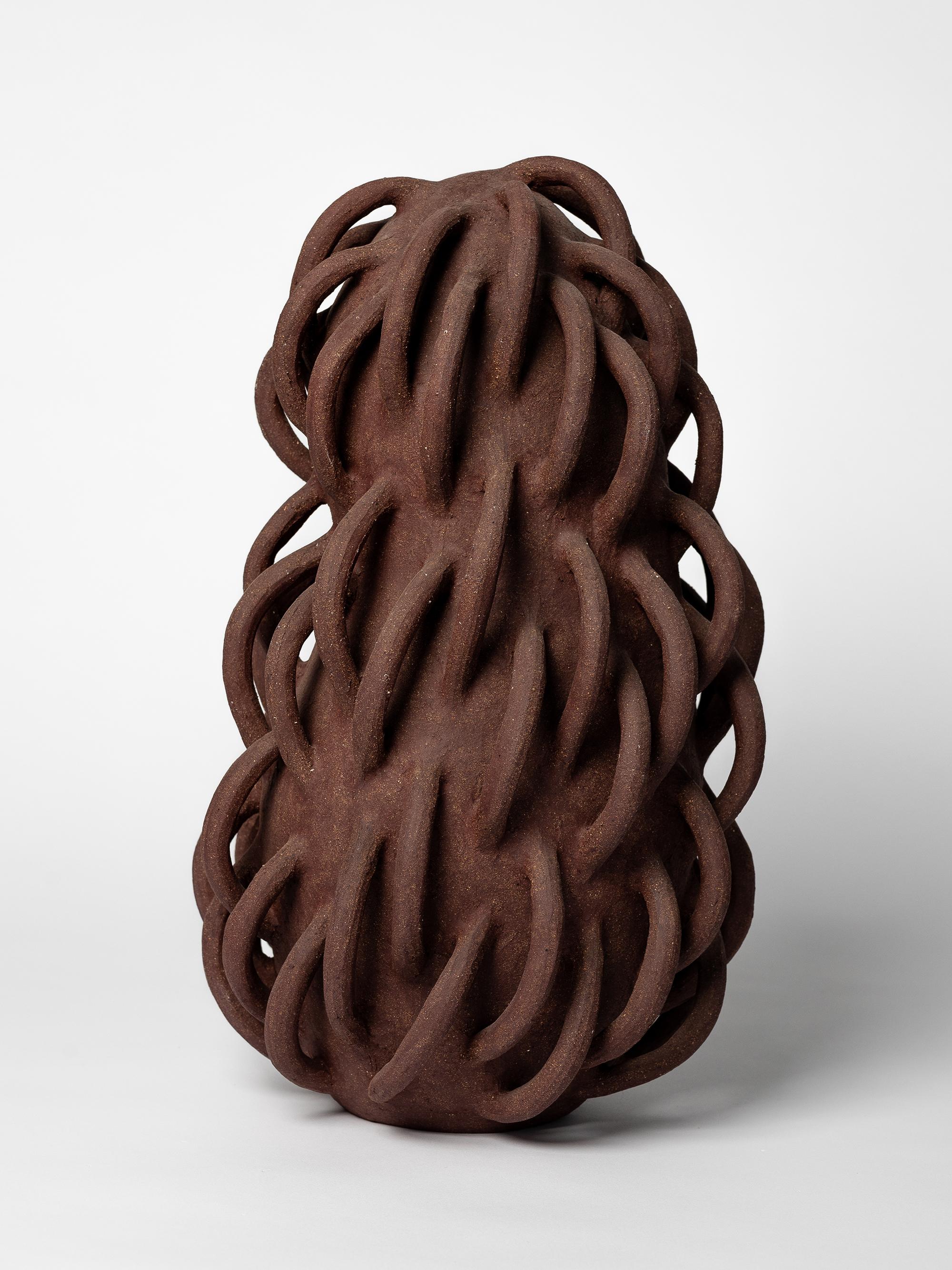 French Contemporary Handcrafted brown ceramicFoisonnement n°2 by Julie Bergeron For Sale