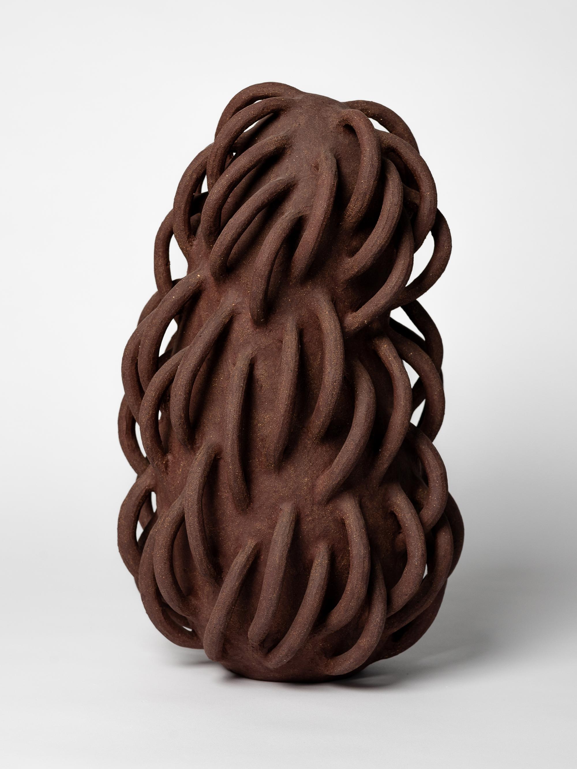 Hand-Crafted Contemporary Handcrafted brown ceramicFoisonnement n°2 by Julie Bergeron For Sale