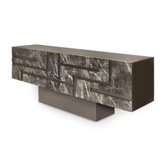 Contemporary Handmade Buffet "Phaethon" with Geometric Marble Facade by Anaktae