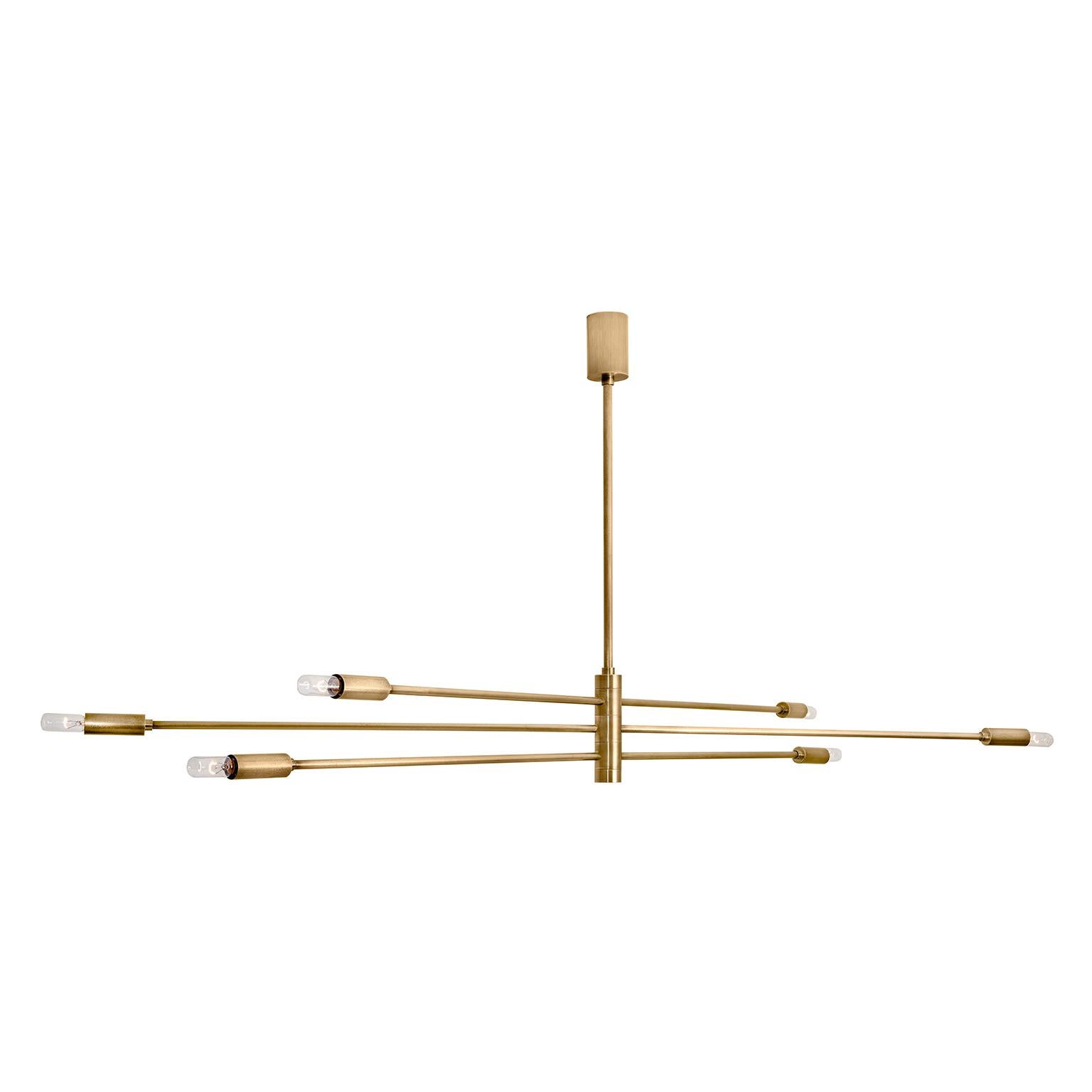 Contemporary Handcrafted Ceiling Lamp "Potamoi" with Brass Arms by Anaktae