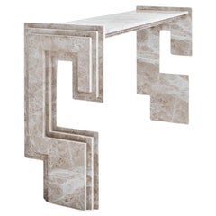 Contemporary Handcrafted Console ICARUS Layered Marble Pedestals/Top, by Anaktae