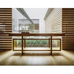 Contemporary Handcrafted Console "Oeneus" in Wood, Lined with Brass by Anaktae