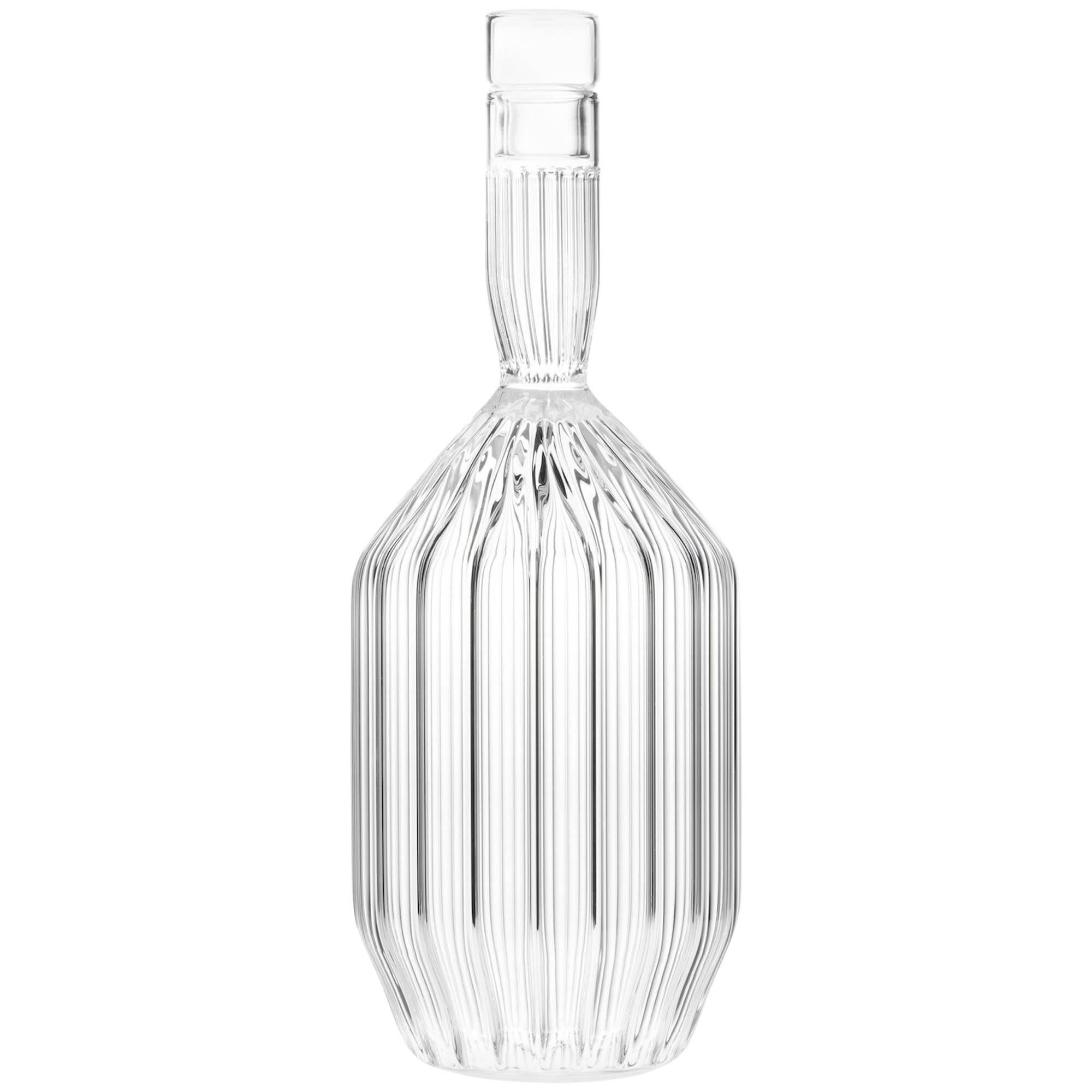 Contemporary Handcrafted Czech Clear Glass Margot Decanter, IN STOCK