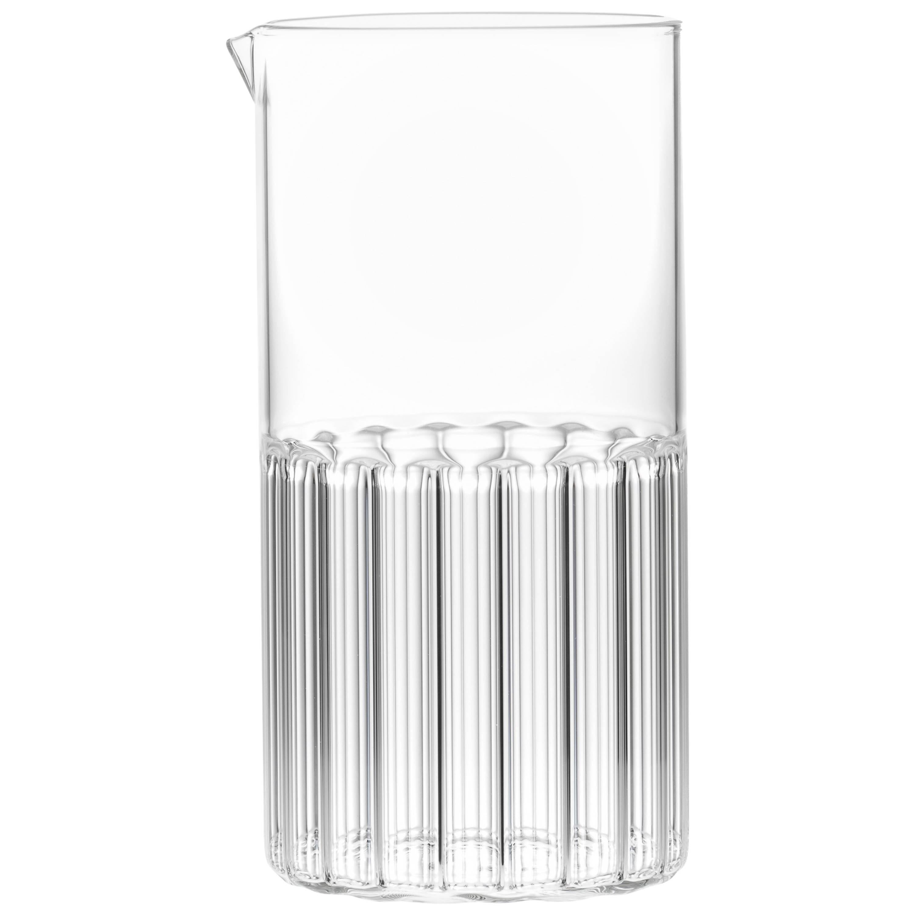 fferrone Contemporary Handcrafted Czech Republic Clear Glass Bessho Carafe For Sale