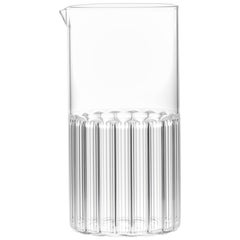 Contemporary Handcrafted Czech Republic Clear Glass Bessho Carafe, IN STOCK
