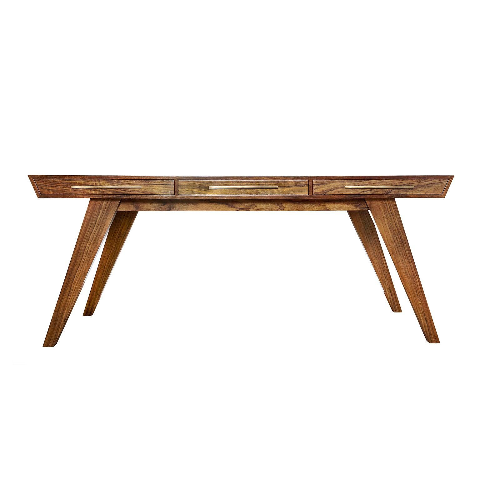 Contemporary Handcrafted Desk "Timaios" in Wood, with Inclined Legs by Anaktae