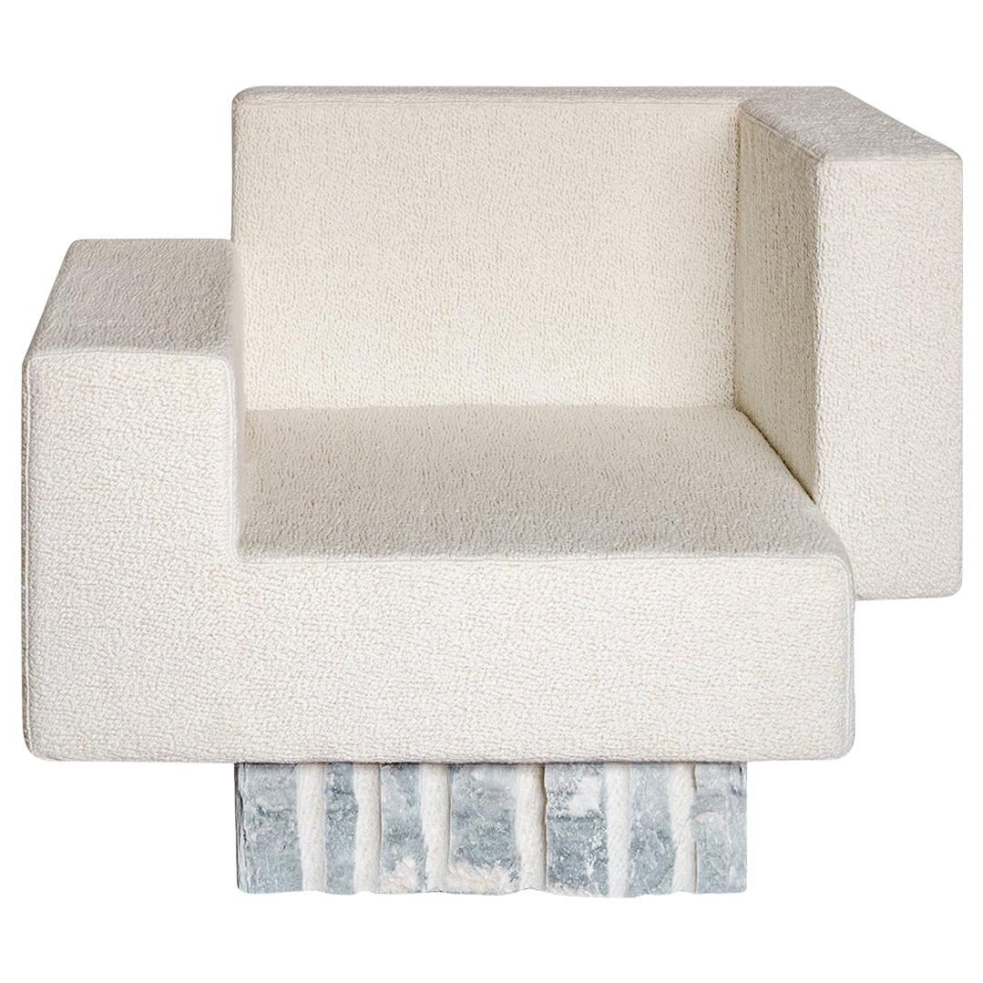Contemporary Handcrafted Geometric Armchair "Paeon" Rough Marble Base by Anaktae For Sale