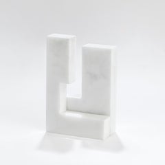 Contemporary Handcrafted Geometric Bookend "Tropi 1" in Solid Marble by Anaktae