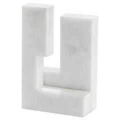 Contemporary Handcrafted Geometric Bookend "Tropi 1" in Solid Marble by Anaktae
