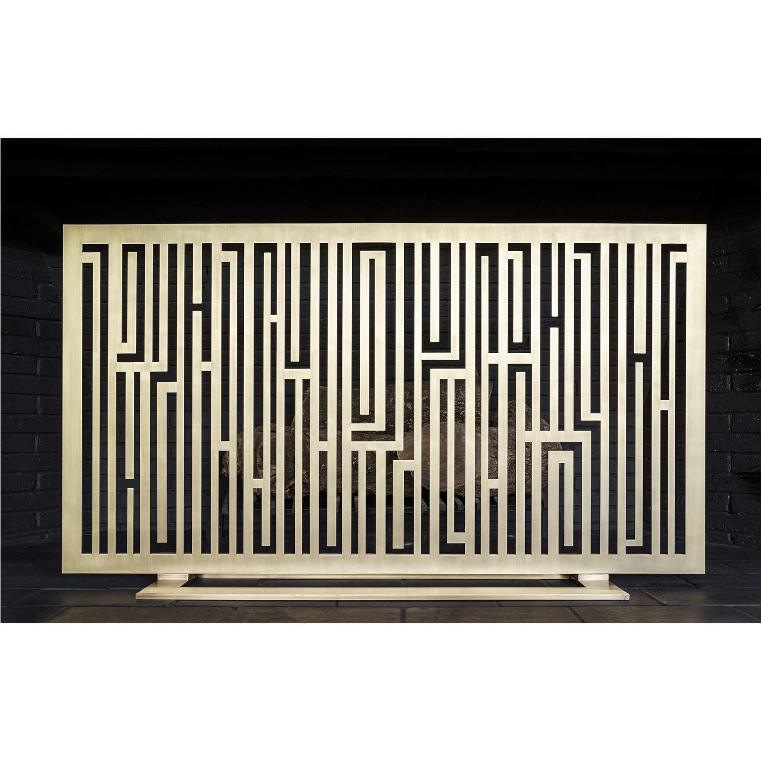 Modern Contemporary Handmade Geometric Fireplace Screen 