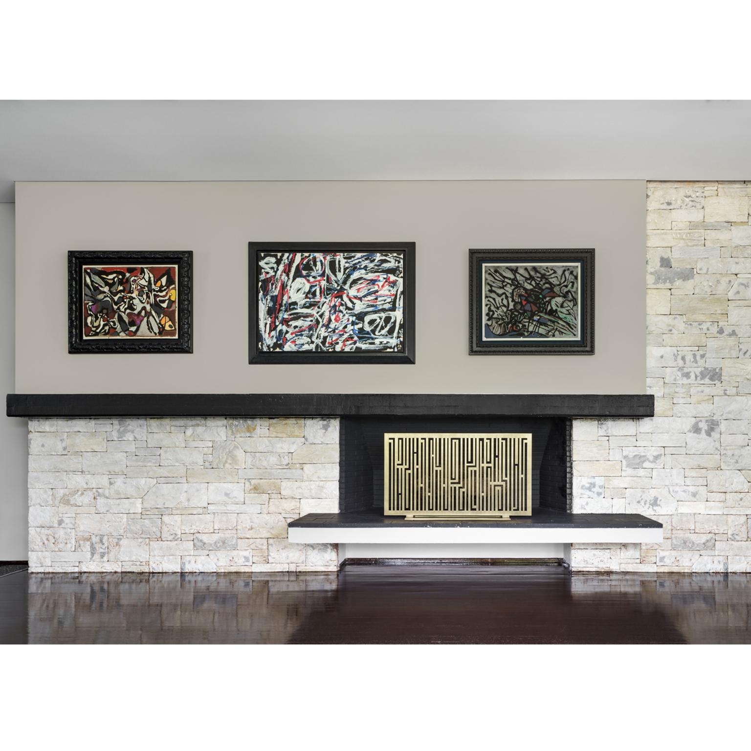 Contemporary, handcrafted fireplace screen model 