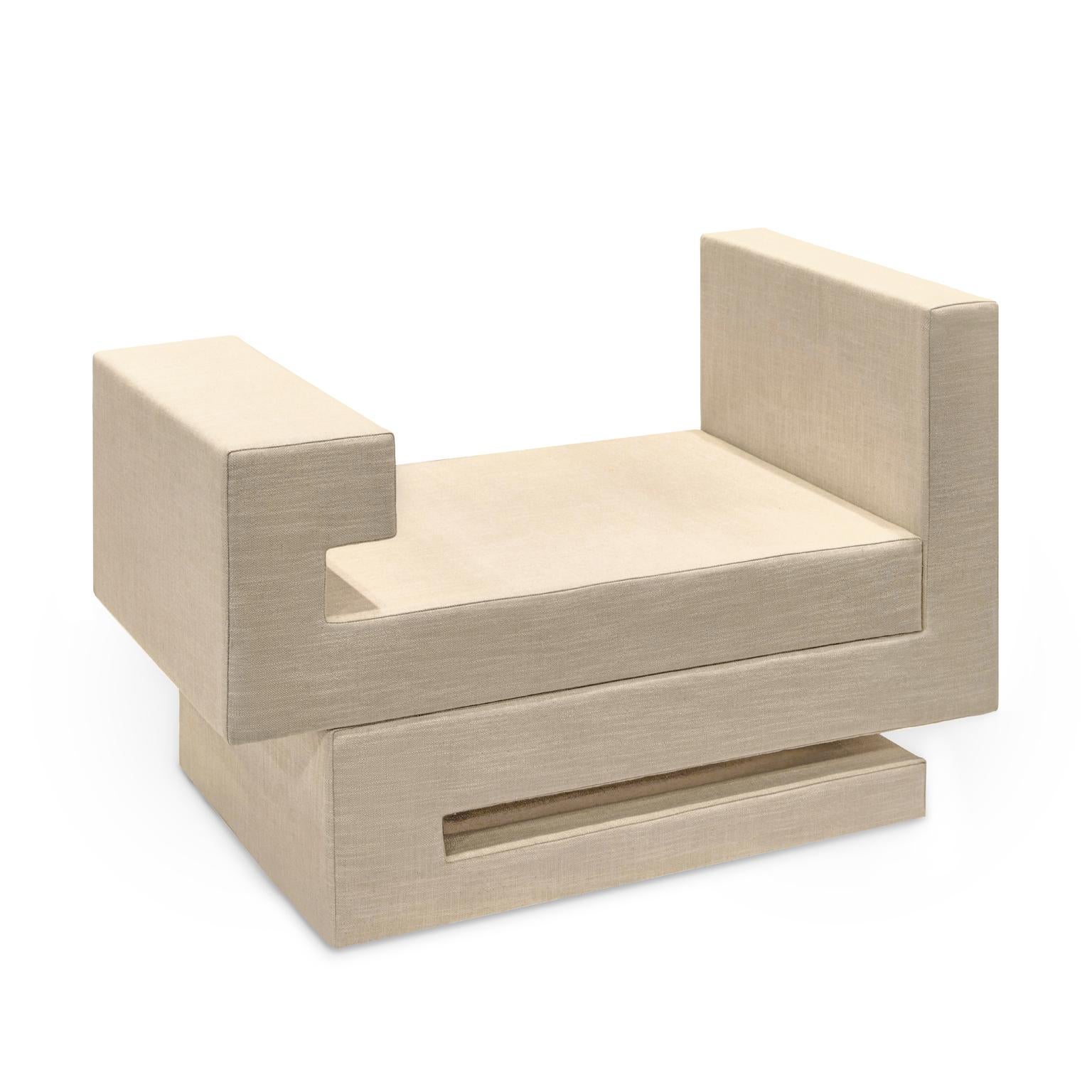 Modern Contemporary Handcrafted Geometric Ottoman 