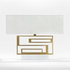 Contemporary Handmade Geometric Table Lamp "Horus", Brass and Marble by Anaktae