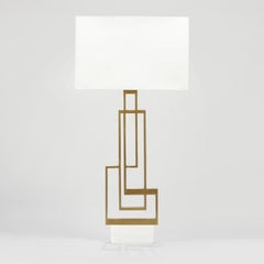 Contemporary Handmade Geometric Table Lamp "Ilios", Brass and Marble by Anaktae