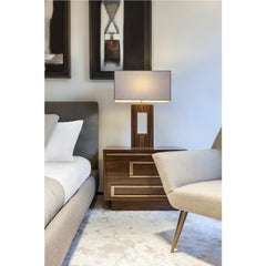 Contemporary Handcrafted Nightstand "Ascens" with Brass Linear Handle by Anaktae