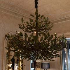 Contemporary Handcrafted Papier-Mâché and Steel Chandelier, Italy, 2020