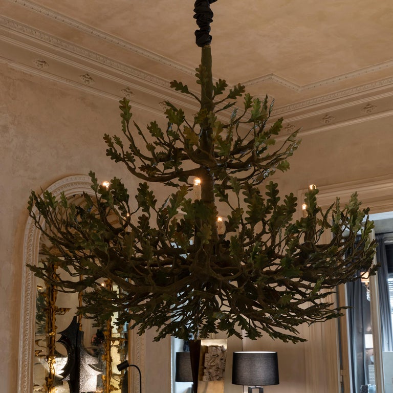 Contemporary Handcrafted PapierMâché and Steel Chandelier, Italy, 2020