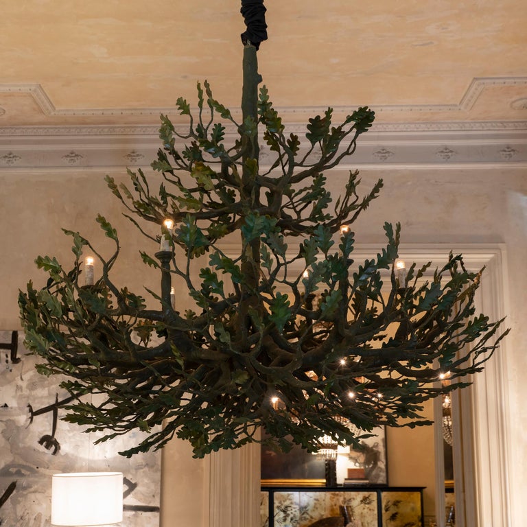 Contemporary Handcrafted PapierMâché and Steel Chandelier, Italy, 2020