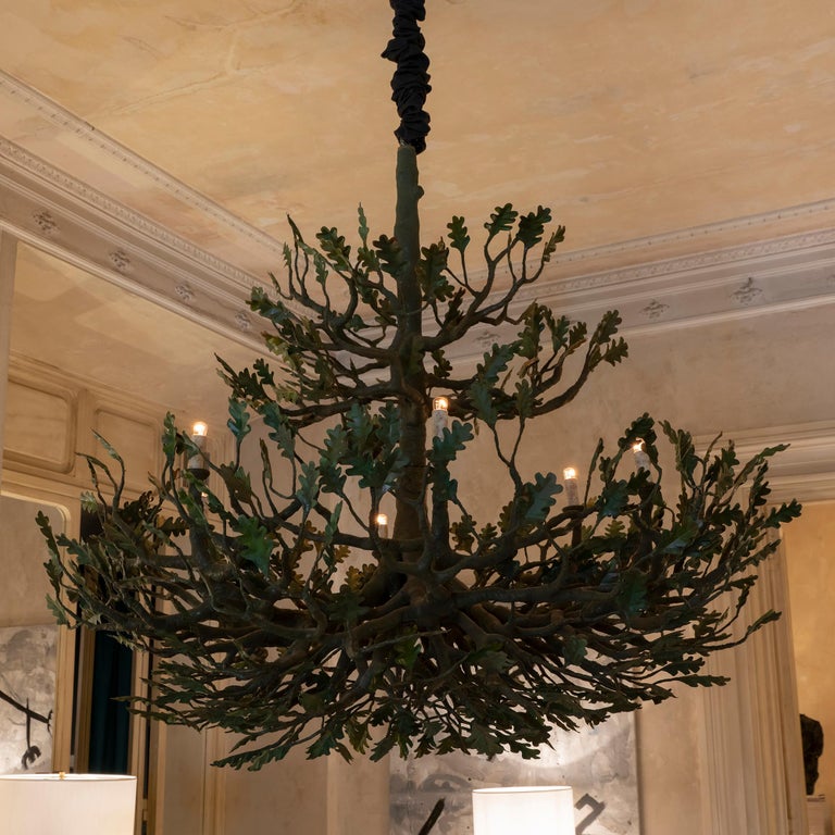 Contemporary Handcrafted PapierMâché and Steel Chandelier, Italy, 2020