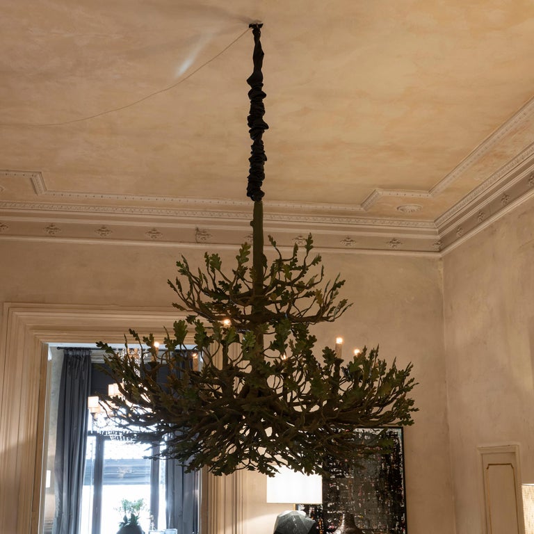 Contemporary Handcrafted PapierMâché and Steel Chandelier, Italy, 2020