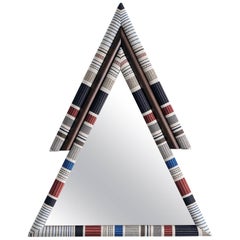Contemporary Handcrafted Pontiac Triangle Mirror with Paul Smith Upholstery