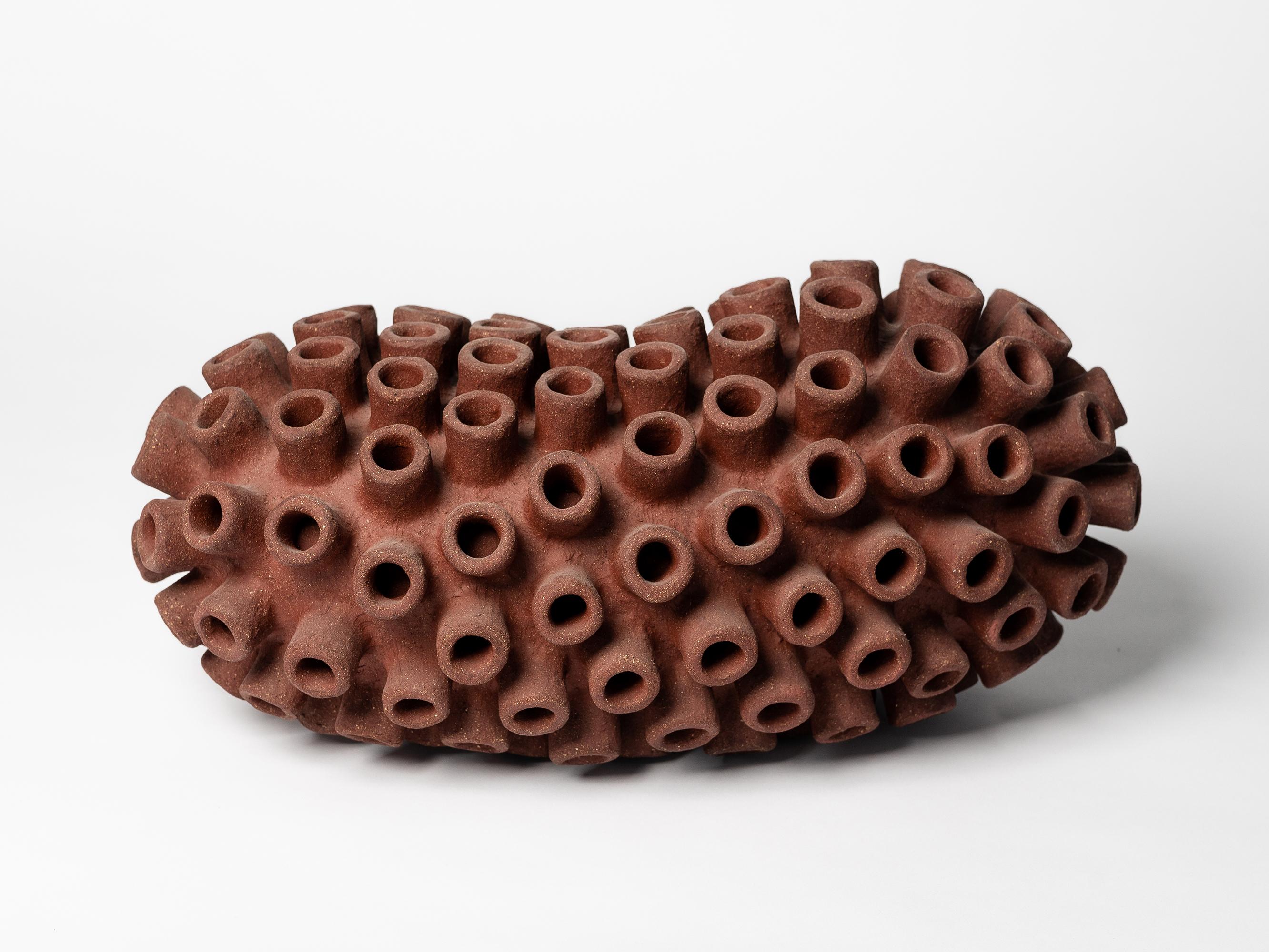 Contemporary Handcrafted red ceramic Caterpillar N°4 by Julie Bergeron In New Condition For Sale In 1204, CH
